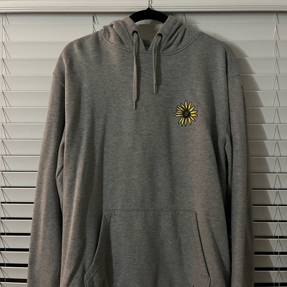 Vans Gray Hoodie with Yellow Embroidered Flower
